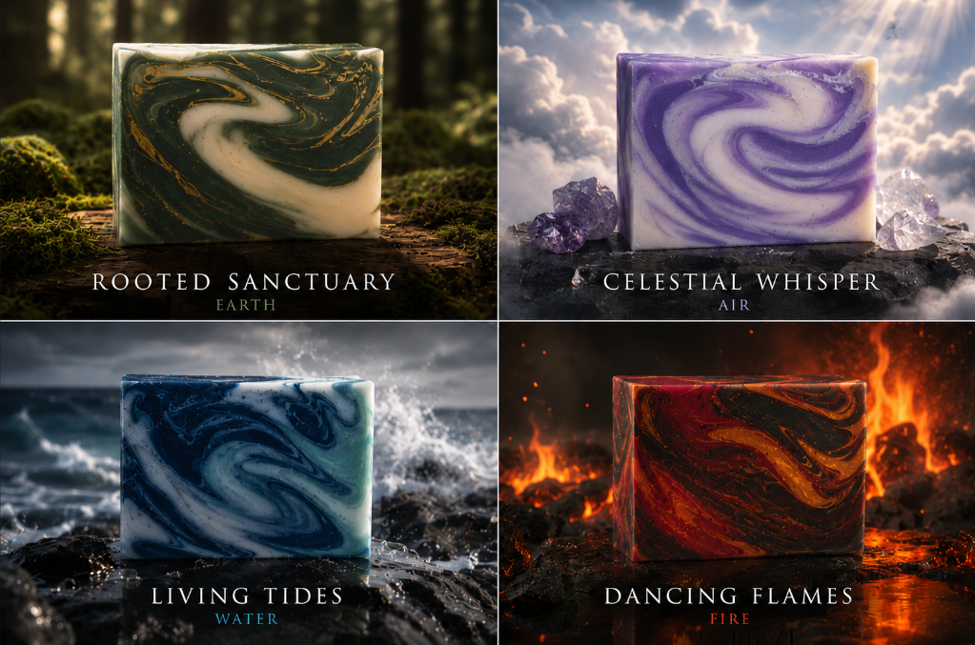 Astral Soapworks Elements Collection - Earth, Air, Water and Fire handmade soaps